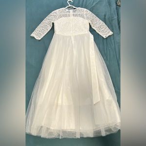 Flower Girl 3/4 Sleeve Tulle Lace Dress Birthday First Communion Party Ball Gown